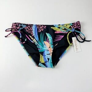 Raisins Sweet Side Pant Bikini Bottom Womens Medium Multi Floral Side Tie NWT